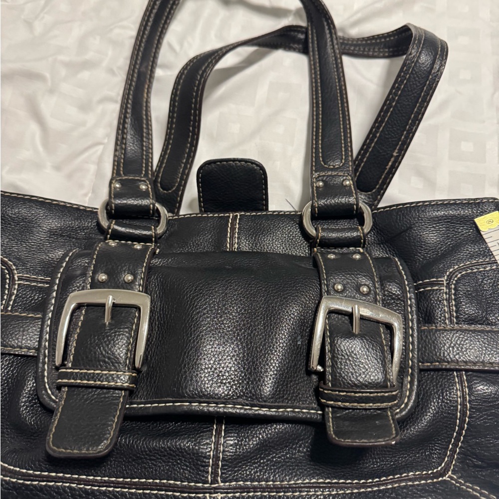 Sophia Caperelli Black and Cream Leather Accent